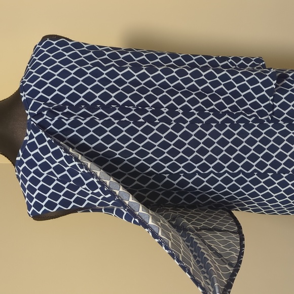 DKR Women's Stretch Blue and White Diamond Pattern Sleeveless Dress Large - Picture 9 of 14